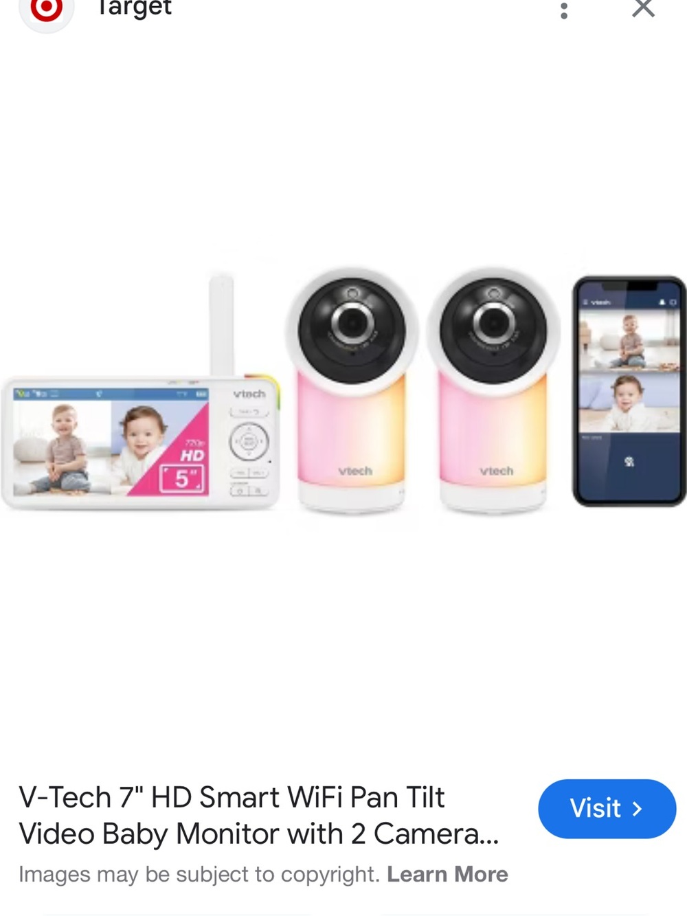 VTech 7" HD Smart WiFi Baby Monitor with 2 Cameras